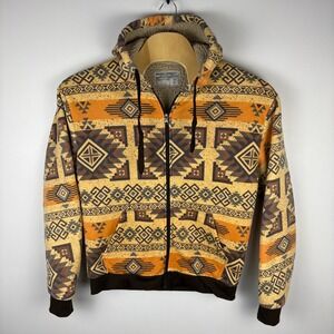 Y2K Big Ball Sports Southwest Print Sherpa Lined Zip Up Hoodie Mens Size L